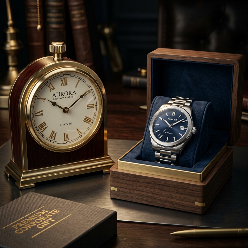 Luxury Classic Desk Clock & Wrist Watch