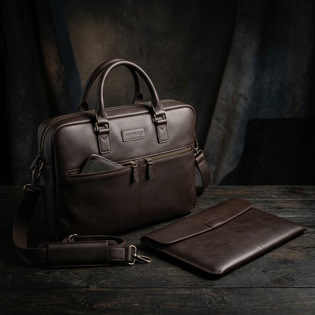 Sophisticated Leather Laptop Bag & Sleeve