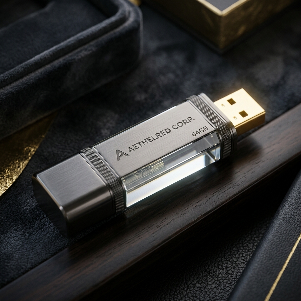 Elegant Metal & Glass USB Flash Drive