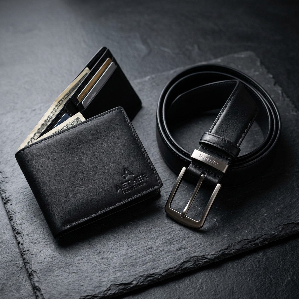 Elegant Leather Wallet & Belt Set